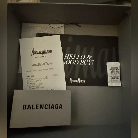 Balenciaga BB Logo Black Leather Belt silver buckle - Picture 6 of 8